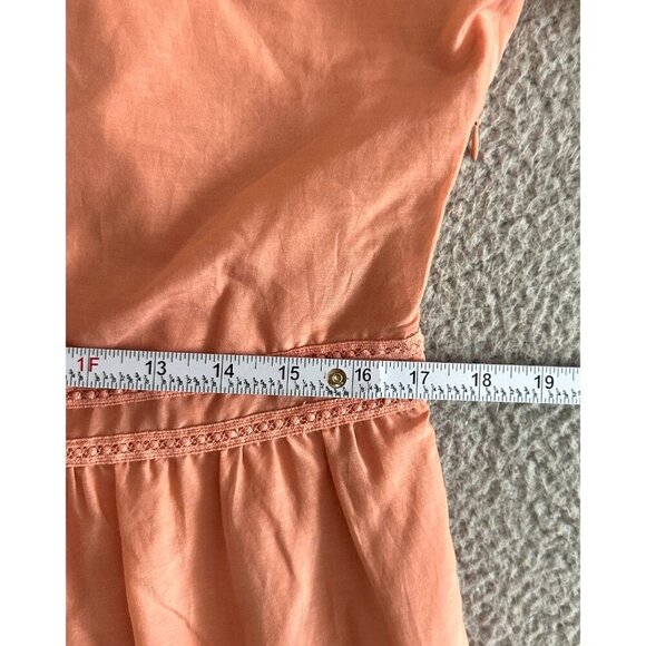 MARIE OLIVER Silk Blend Dress Eyelet Puff Sleeve Peach Pink - Picture 4 of 16